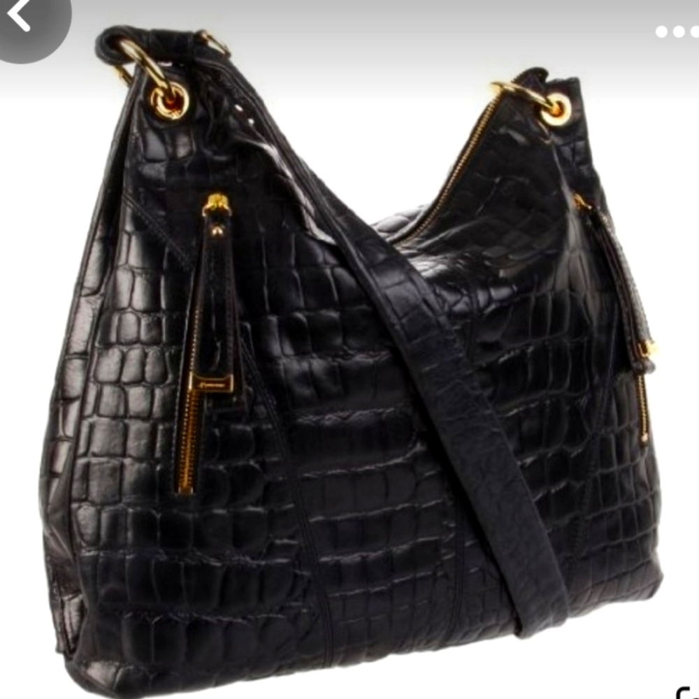 B. Makowsky Black Leather Regina Hobo